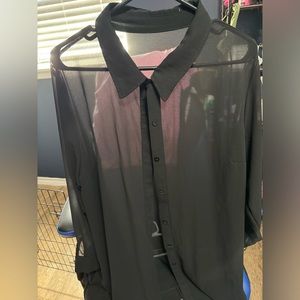 Sheer button up long sleeve top